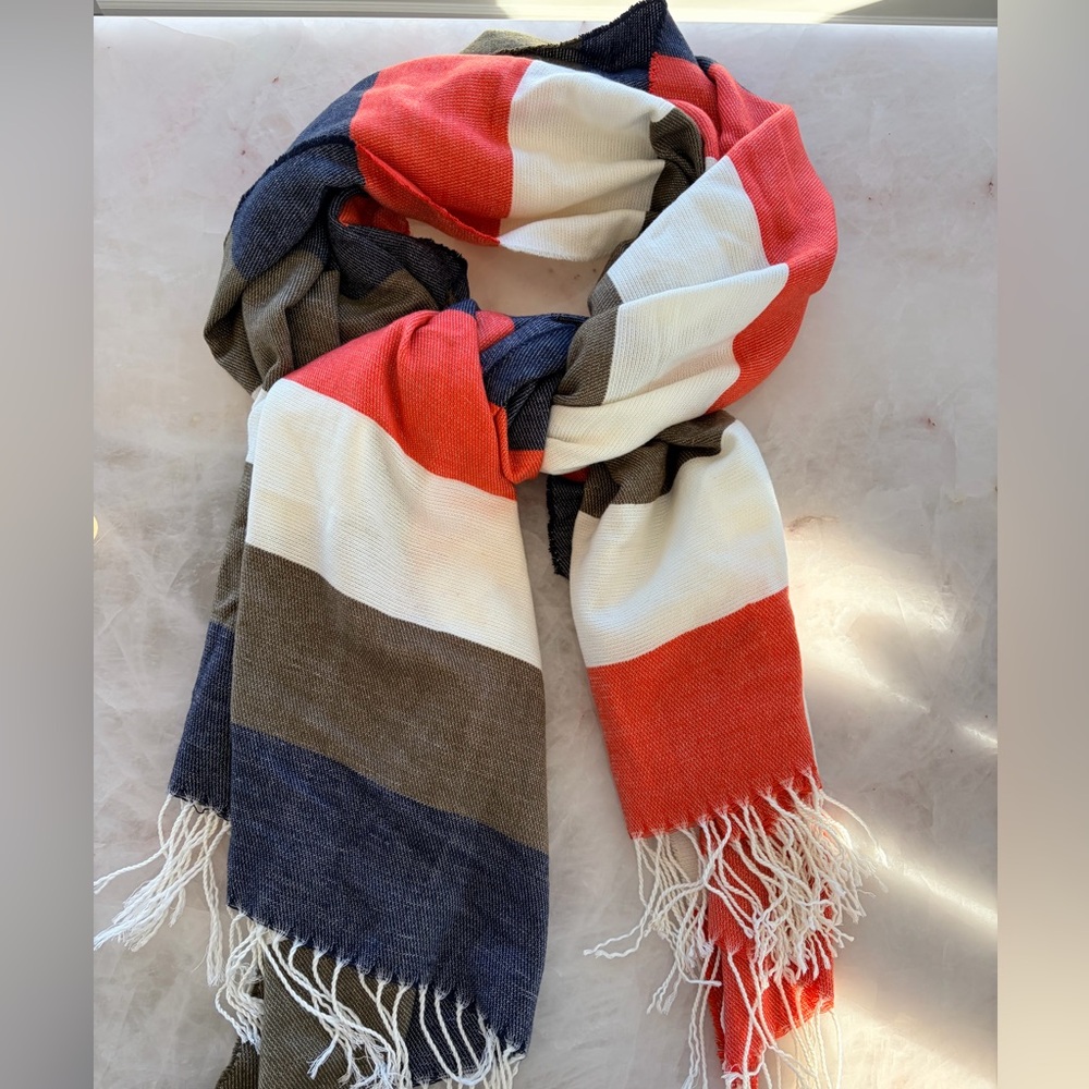 Abercrombie & Fitch Striped Fringe Blanket Scarf